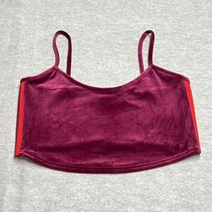 Adidas Ivy Park Maroon Velvet Crop Top Cami Stripes Embroidered 2X LN B4